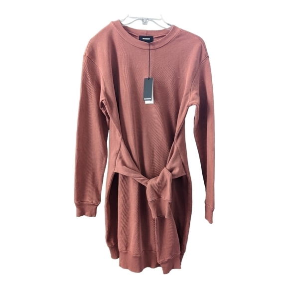 NEW Revolve Monrow Briana tie in front LS cotton sweatshirt dress, size small - Picture 2 of 6